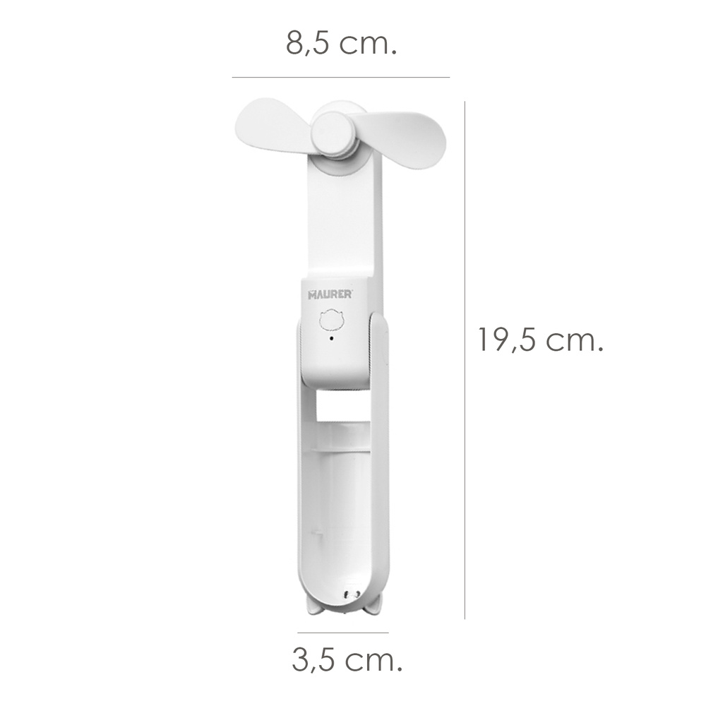 Mini Ventilador Plegable Recargable A Bateria. 3 Velocidades Funcion Powerbank