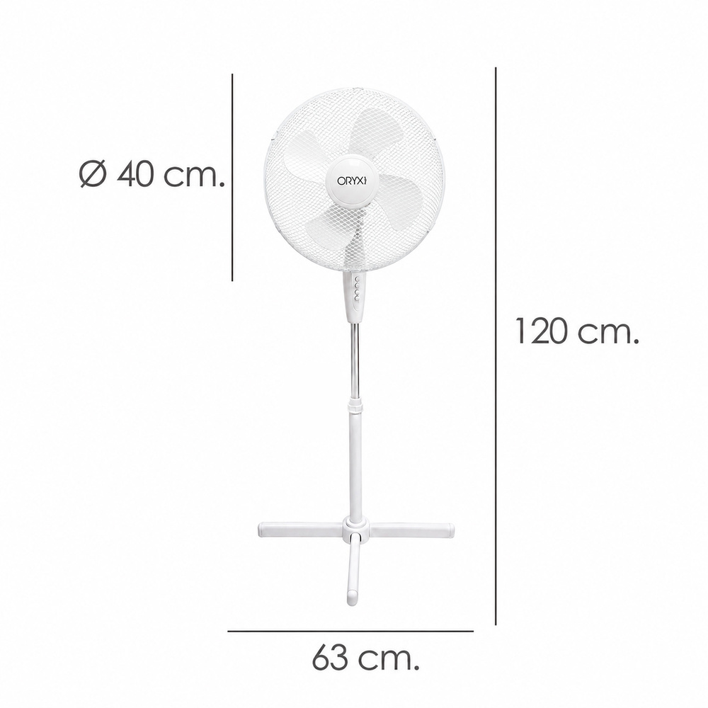 Ventilador Pie Blanco 45 Watt  - 1,2 Metro Alto.