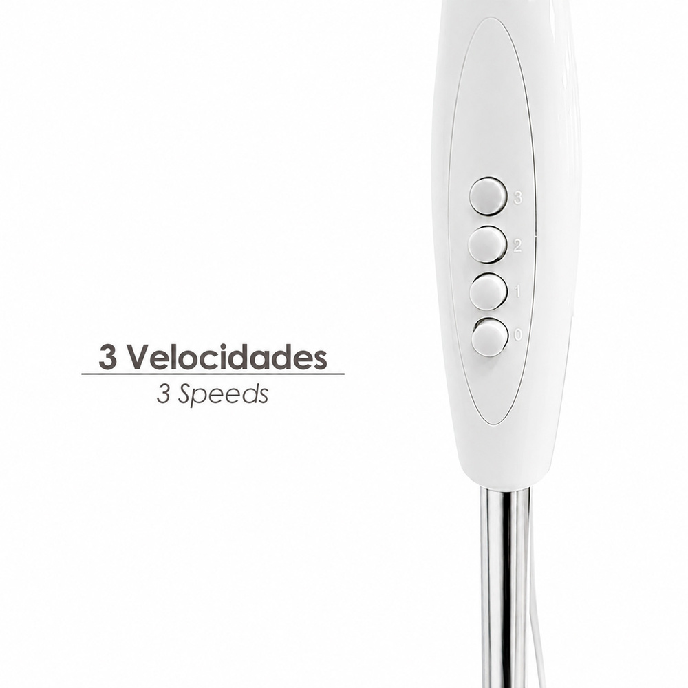 Ventilador Pie Blanco 45 Watt  - 1,2 Metro Alto.