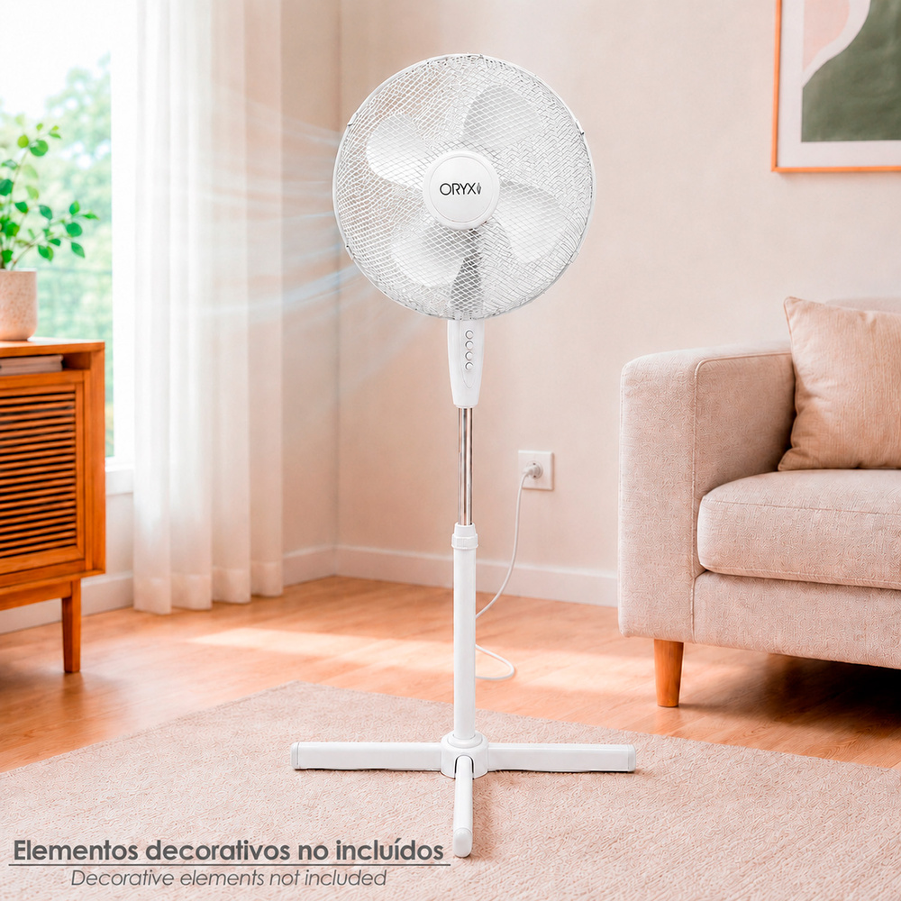 Ventilador Pie Blanco 45 Watt  - 1,2 Metro Alto.