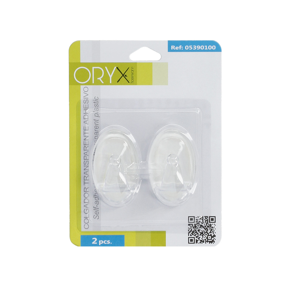 Colgador Oryx  Transparente Grande (Blister 2 Unidades) Adhesivo