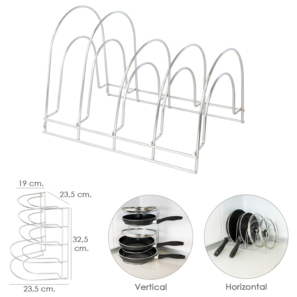 ▷🥇 distribuidor soporte sartenes vertical 5 niveles