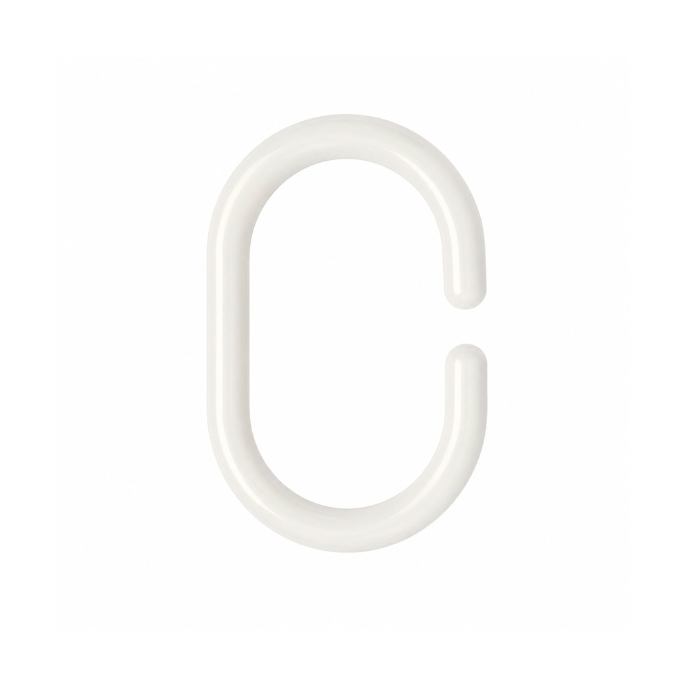 Anilla Para Cortina de Ducha Oval 18 mm. Blanca (Bolsa 100 Unidades)