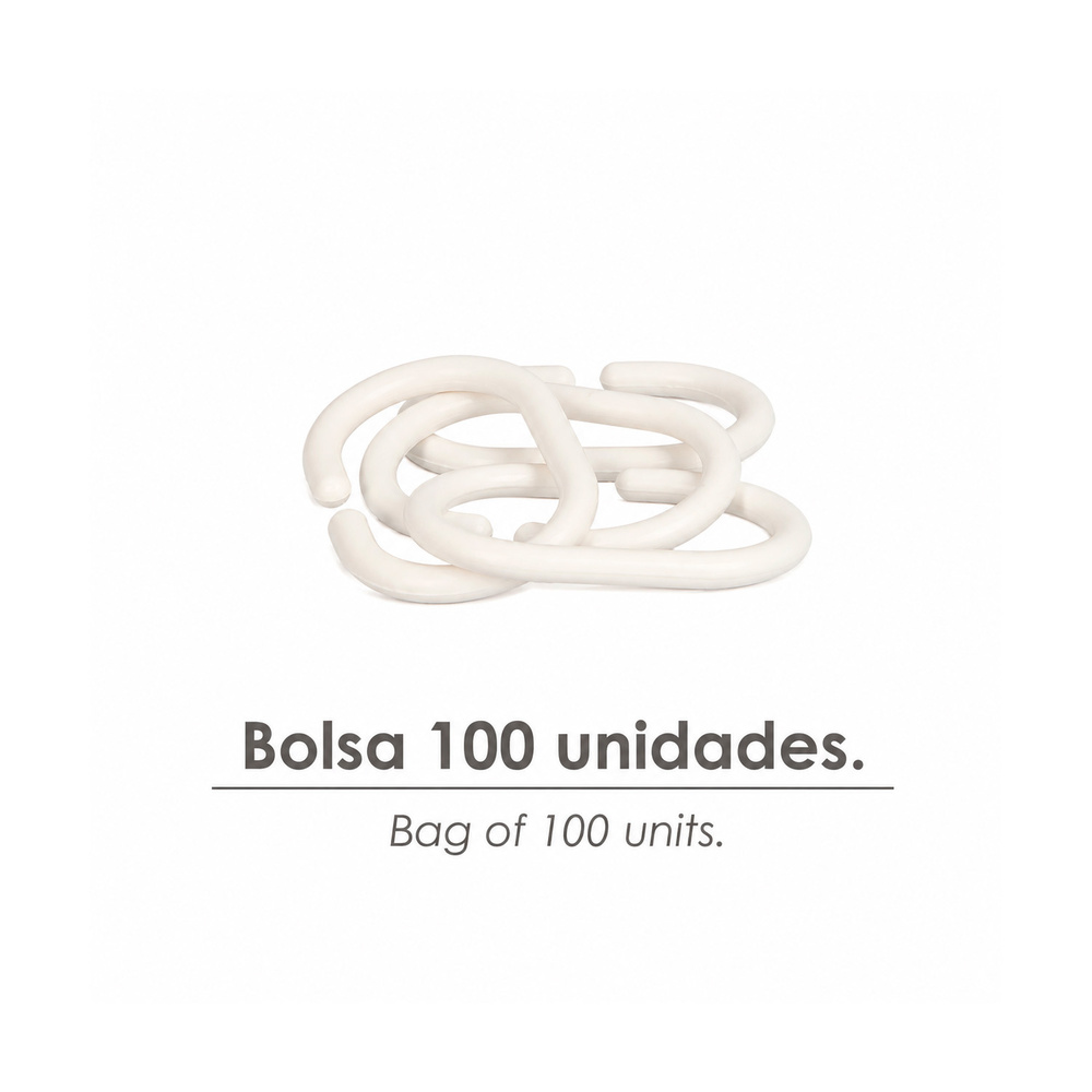 Anilla Para Cortina de Ducha Oval 18 mm. Blanca (Bolsa 100 Unidades)