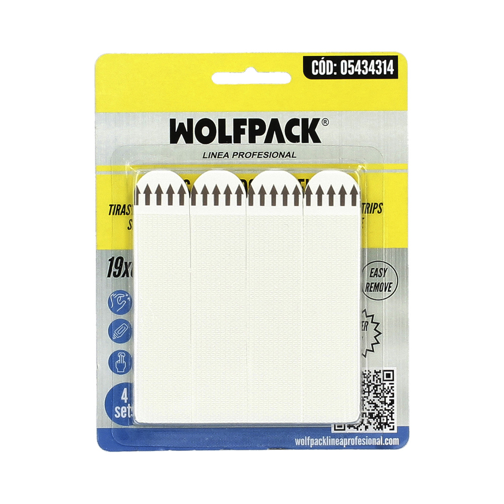 Tiras Colgadoras Adhesicas Con Velcro 19 x 85 mm. Blister 4 unidades