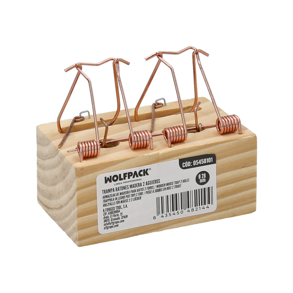 Trampa De Madera Para Ratones 2 Agujeros Ø 28 mm.