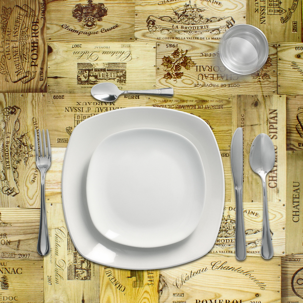 Mantel Antimanchas Hule Redondo Ø 140 cm. Tablones Vino