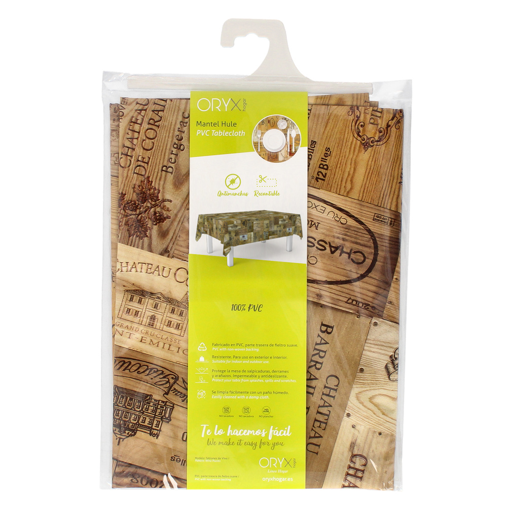 Mantel Antimanchas Hule Rectangular 140 x 250 cm. Tablones Vino