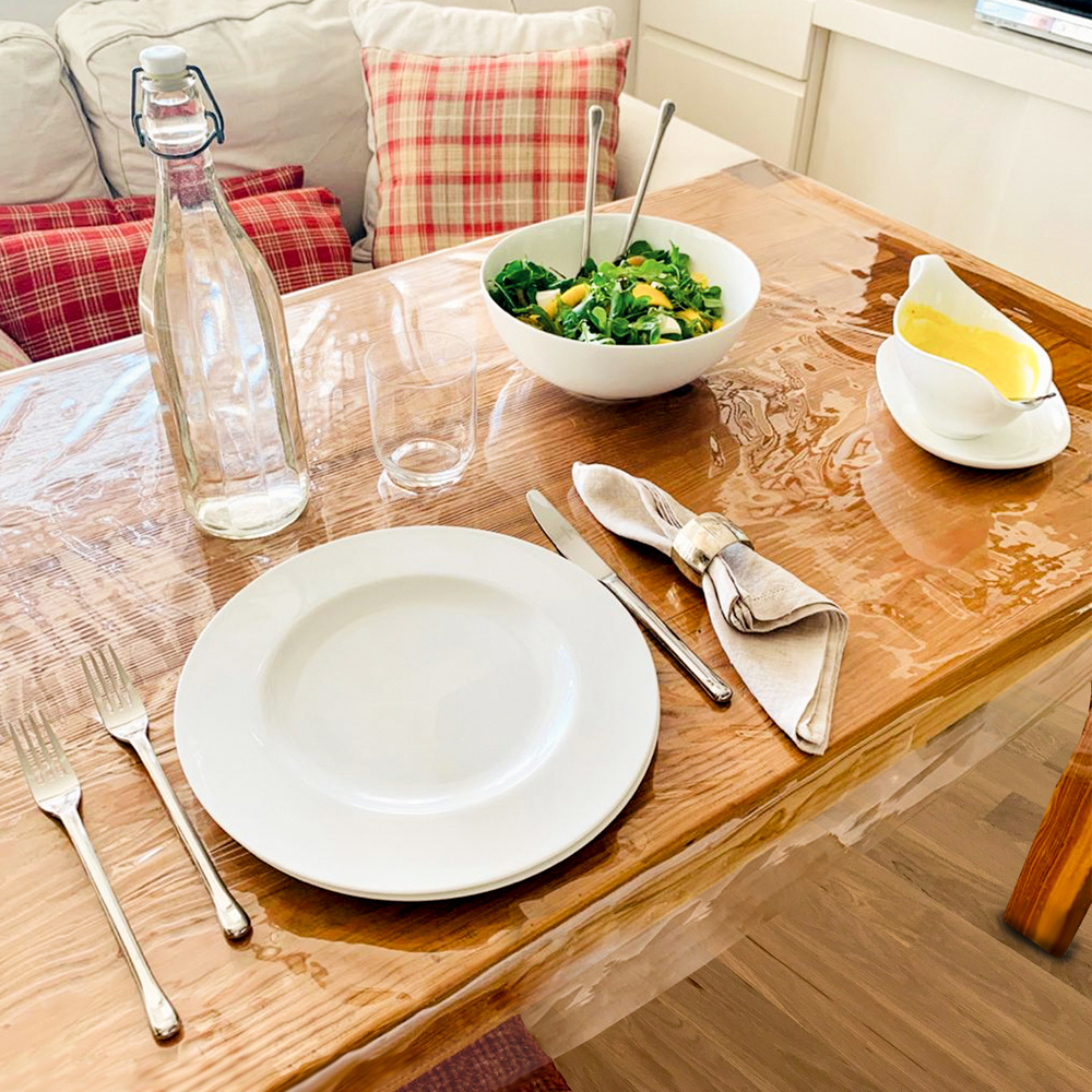 Mantel Antimanchas Hule Redondo Ø 140 cm. Transparente