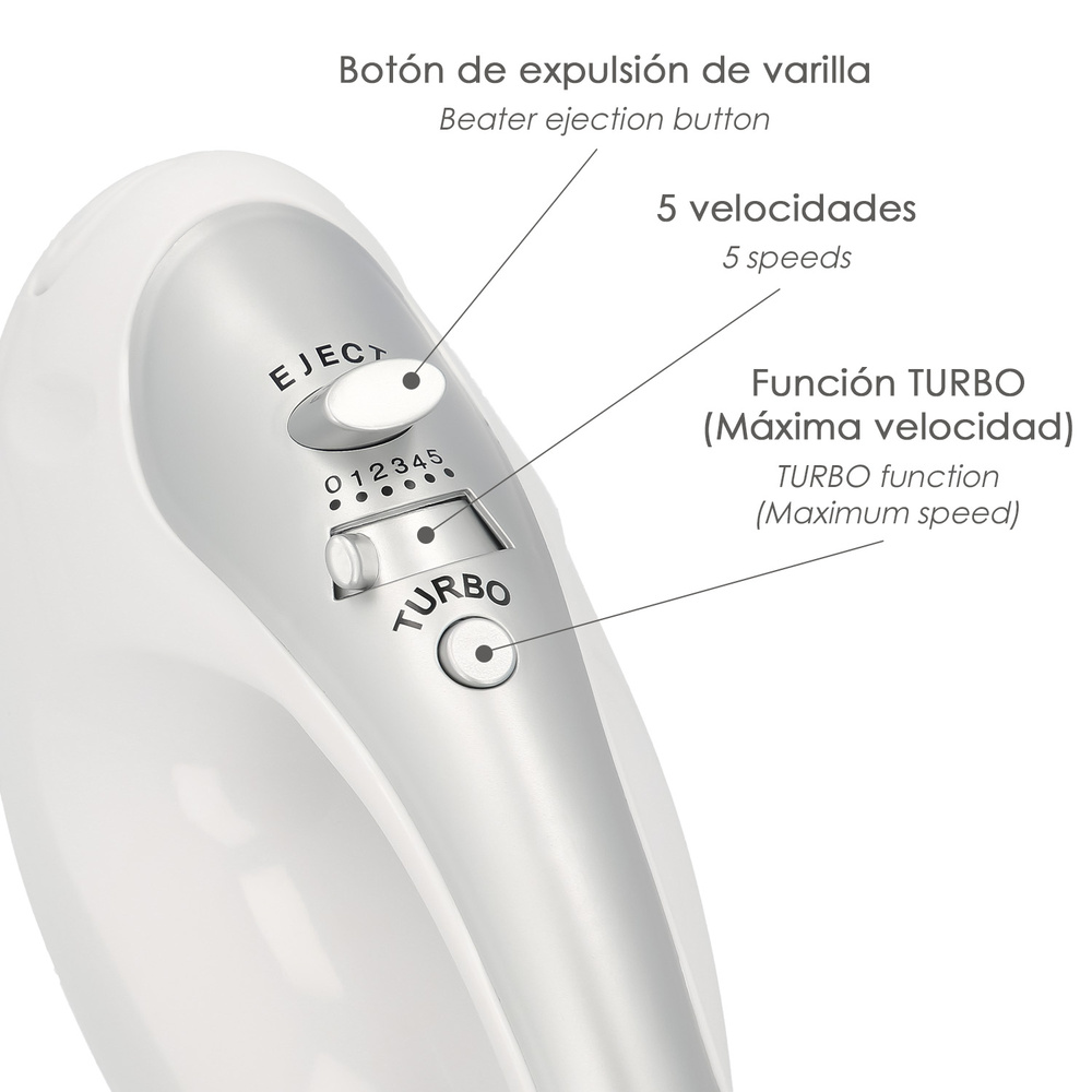 Batidora Eléctrica de Varillas 120W 5 Velocidades Función Turbo Batidora de  Repostería con XianweiShao 1327533056427