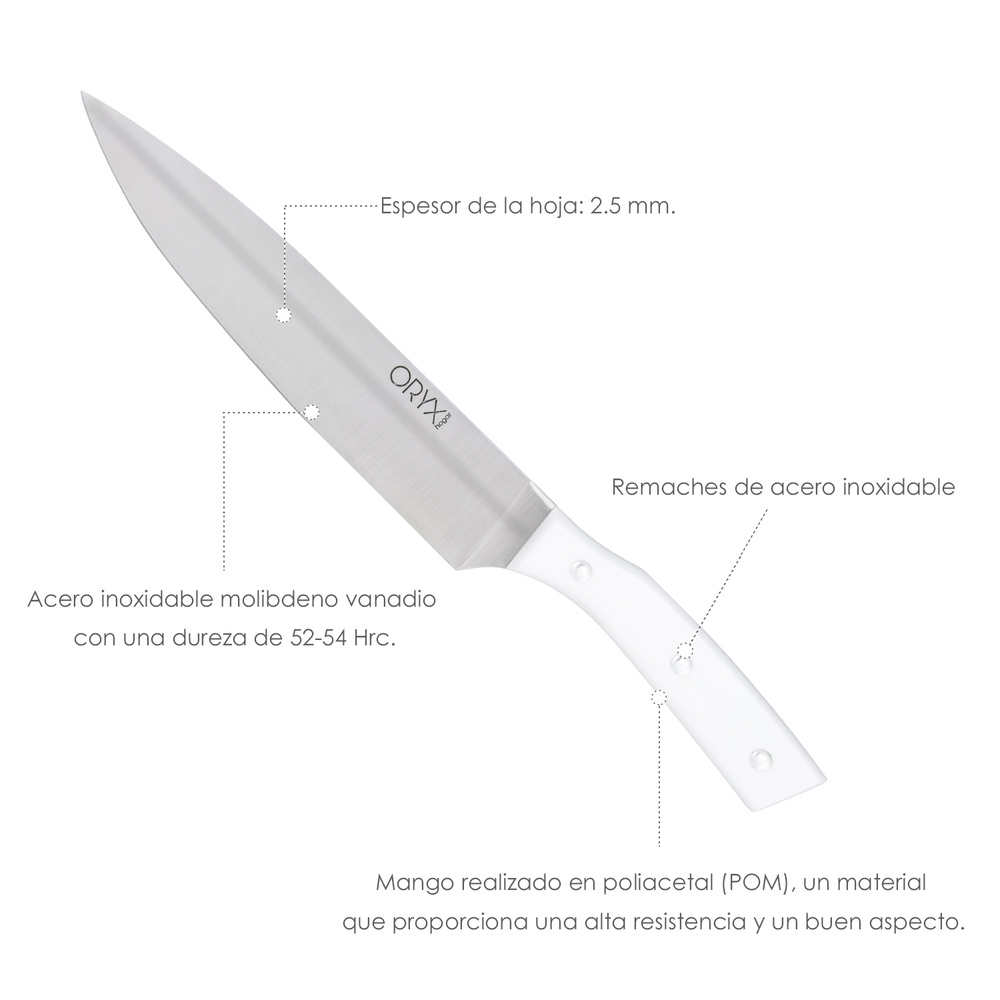 Cuchillo Alaska Cocinero / Chef Hoja Acero Inoxidable 20 cm. Blanco