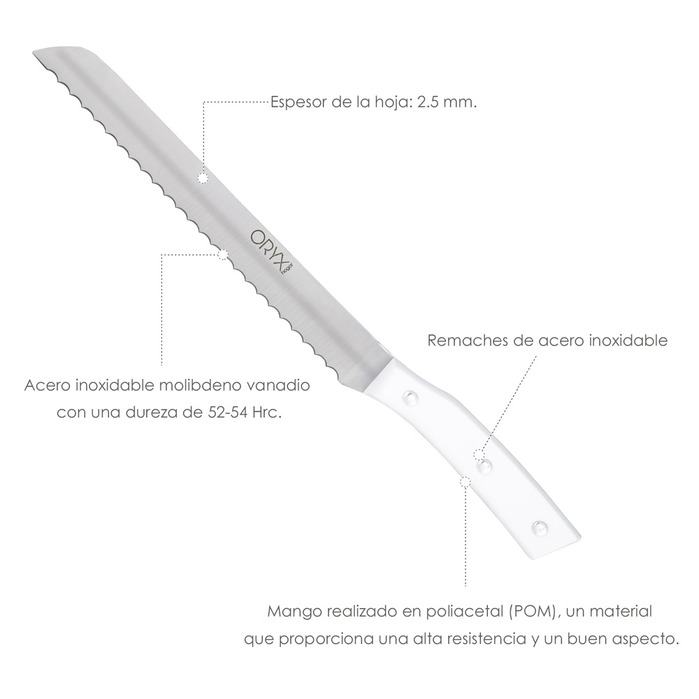 Cuchillo Alaska Panero Hoja Acero Inoxidable 22 cm. Blanco
