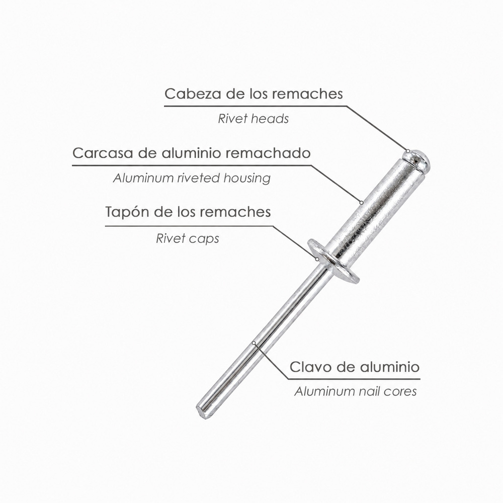 Remaches Aluminio Ø 4,0 x 12 mm. Caja 1000 unidades