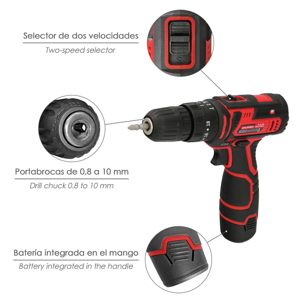 TALADRO ATORNILLADOR BATERIA P20S 12V 20NM TOTAL - Terras de