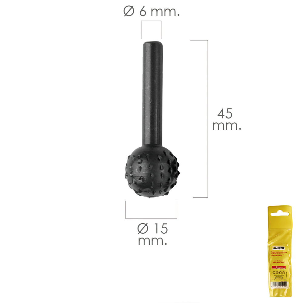 Fresa Rotativa Para Madera Esferica Ø 15 mm. Para Taladro / Fresadora