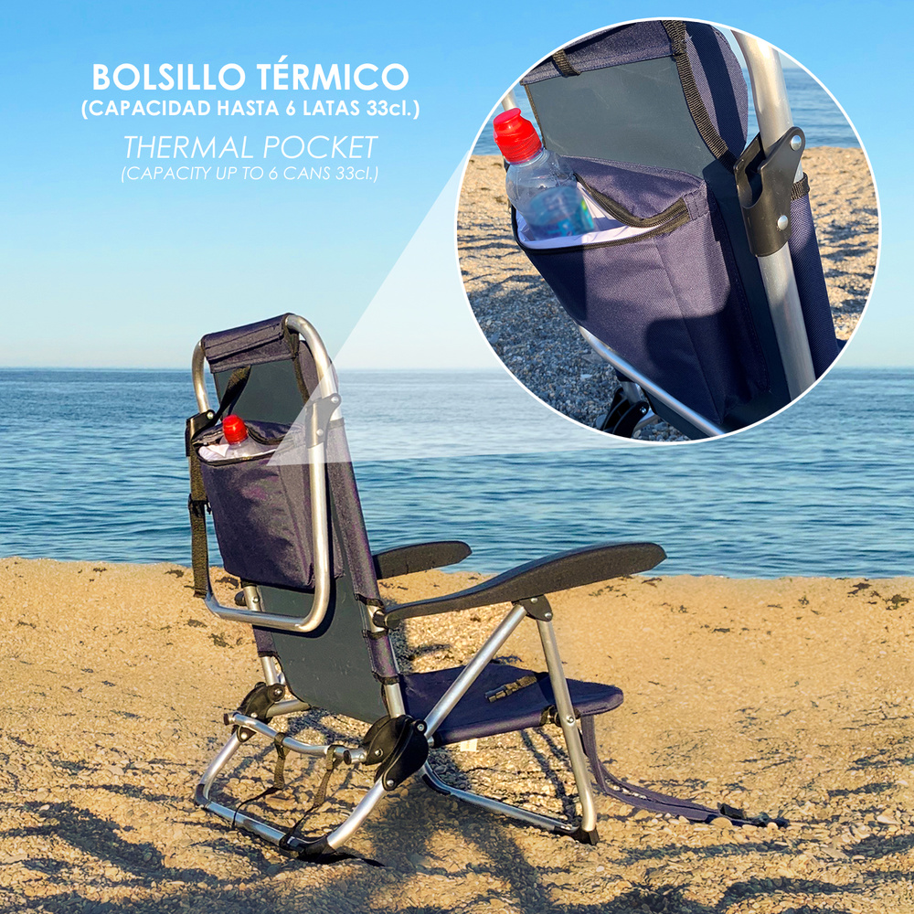 Silla plegable de playa de aluminio Basic azul