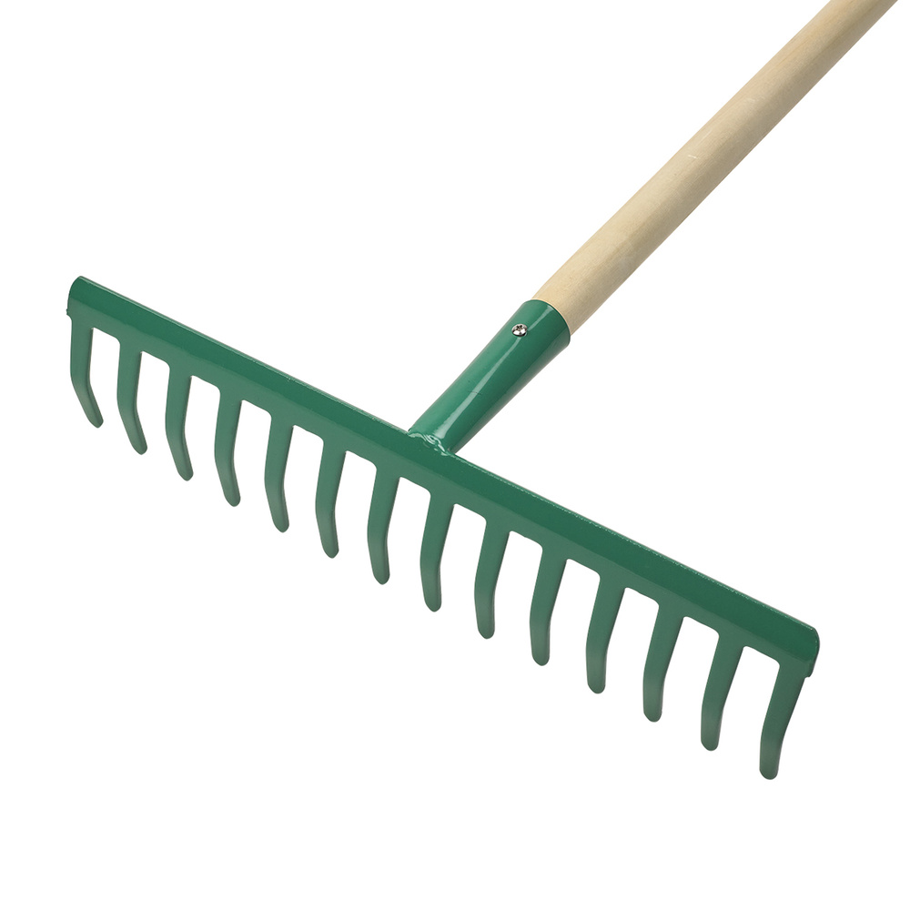Rastrillo Jardin 14 Dientes Mango De Madera 130 Cm.