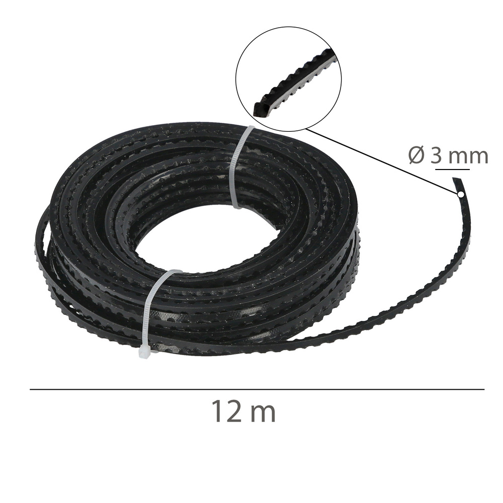 Hilo Nylon / Aluminio Dentadado Cuadrado Profesional Ø 3,0 mm. (Rollo 12 metros)