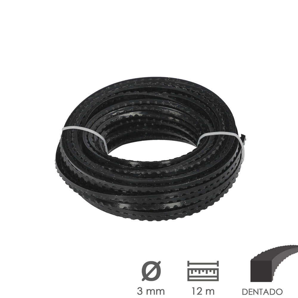 Hilo Nylon / Aluminio Dentadado Cuadrado Profesional Ø 3,0 mm. (Rollo 12 metros)