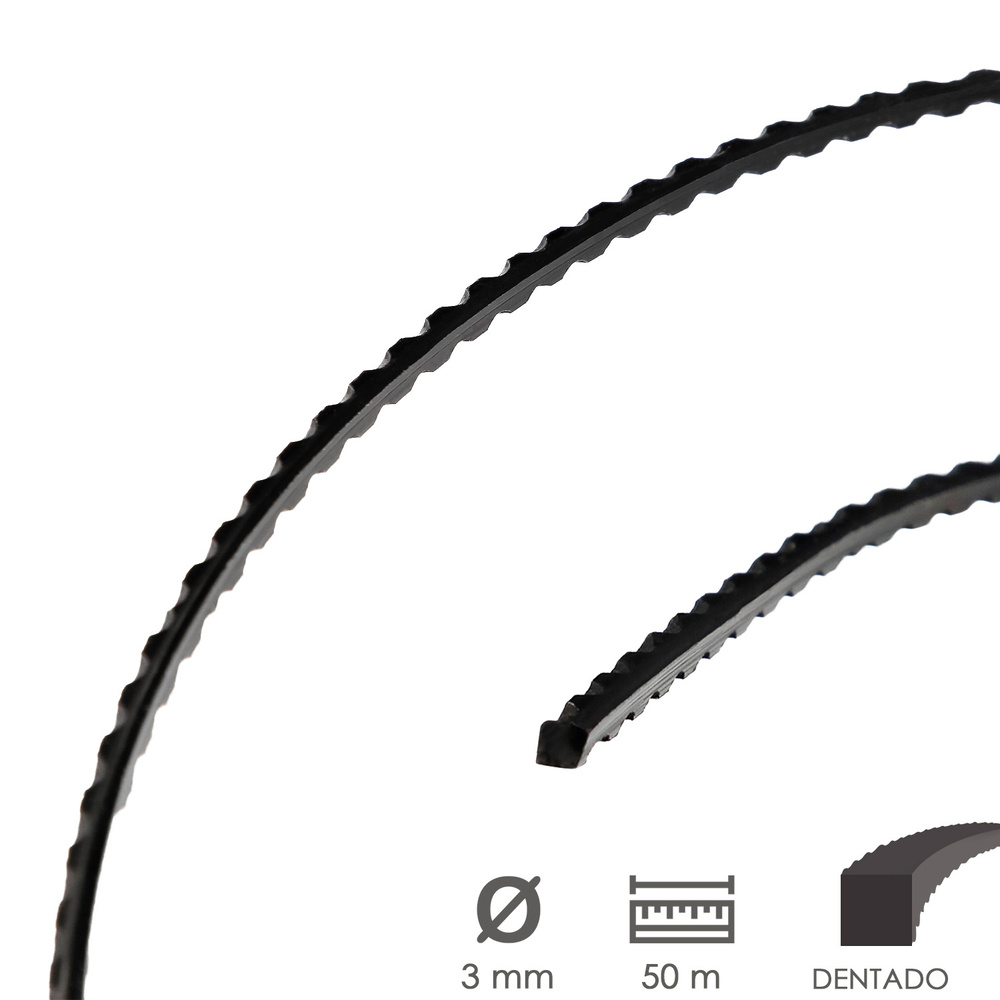 Hilo Nylon / Aluminio Dentadado Cuadrado Profesional 3 mm. x 50 metros.