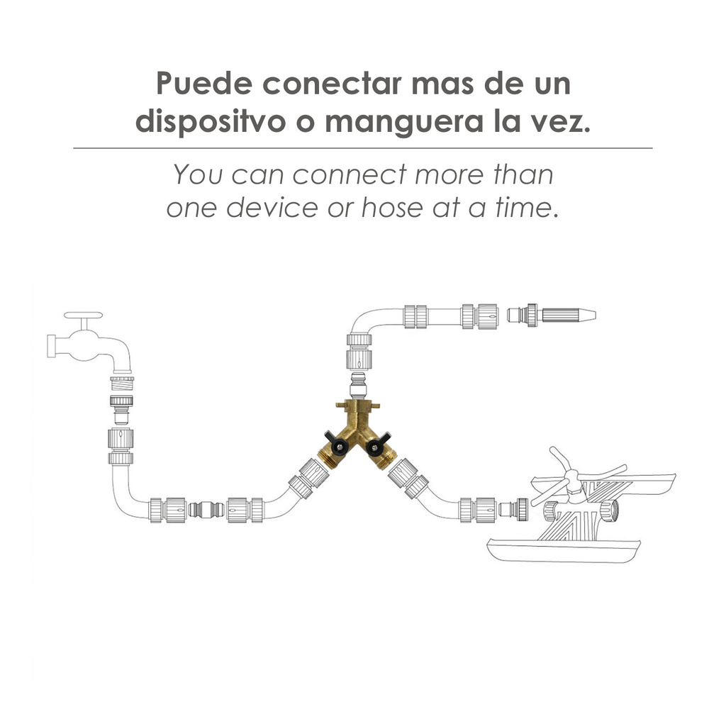 Adaptador Manguera Laton 2 Tomas Macho 3/4