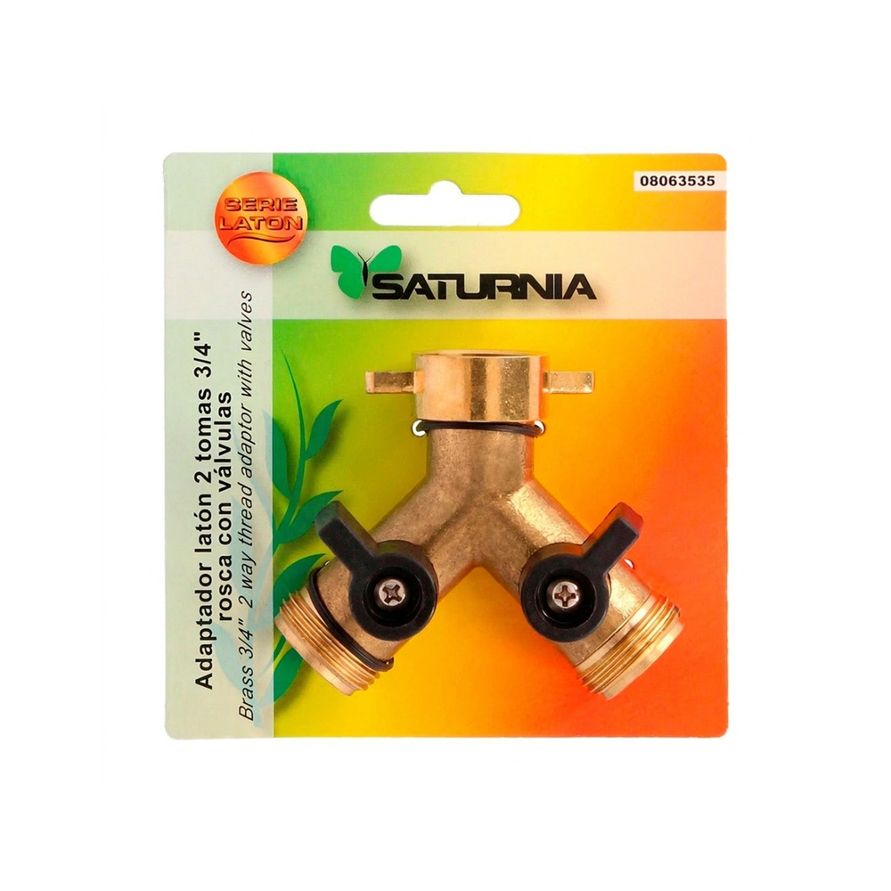 Adaptador Manguera Laton 2 Tomas Macho 3/4
