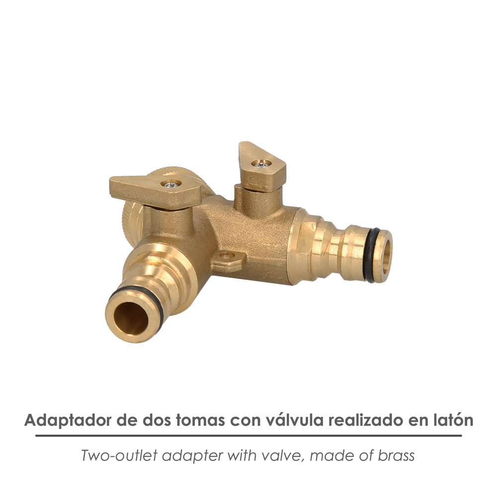 Adaptador Manguera Laton 2 tomas para Grifo 3/4