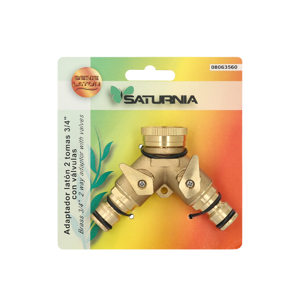 Adaptador Manguera Laton 2 tomas para Grifo 3/4