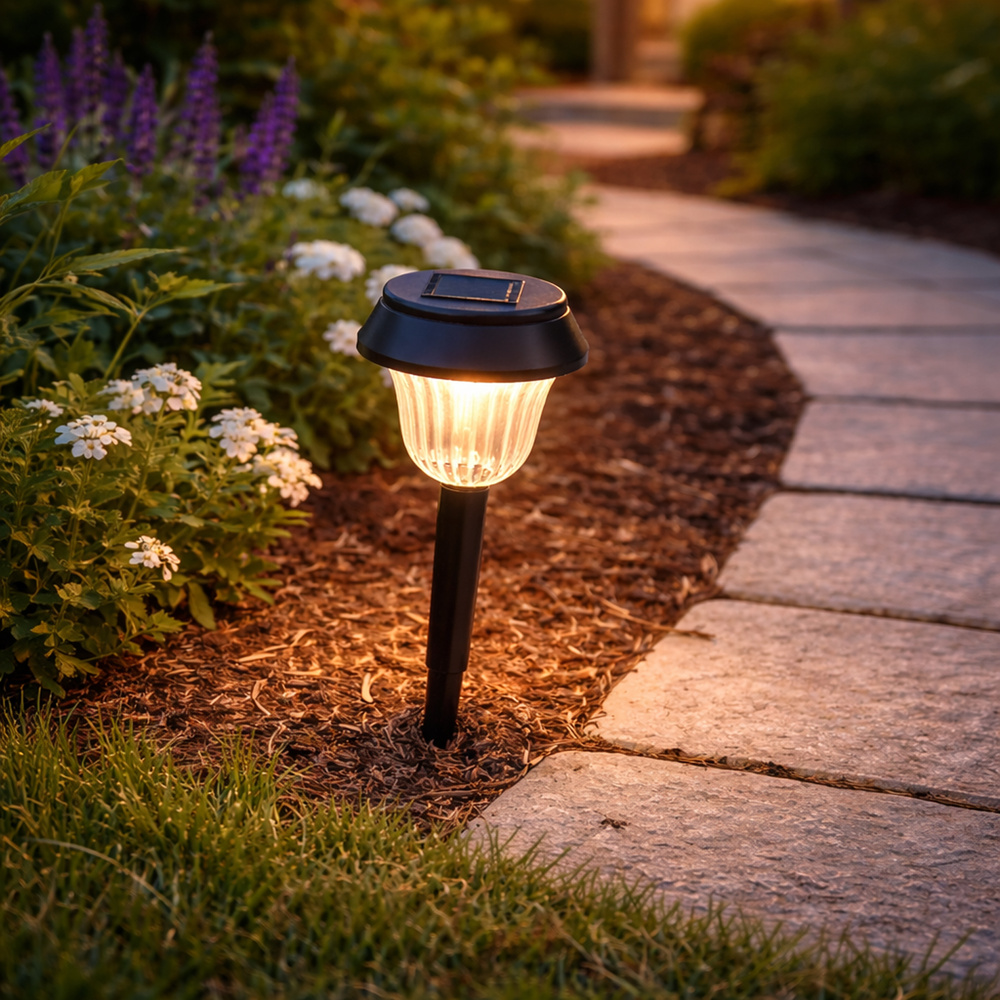 Lampara Solar Jardin Plastico Ø 10,5 x 38 cm. Protección IP44