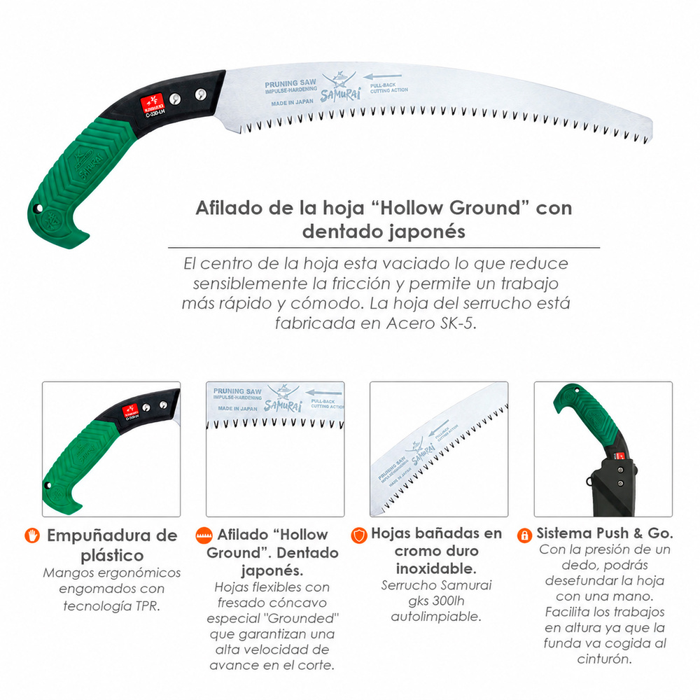 Serrucho Samurai Curvo Mango TPR 330 mm.