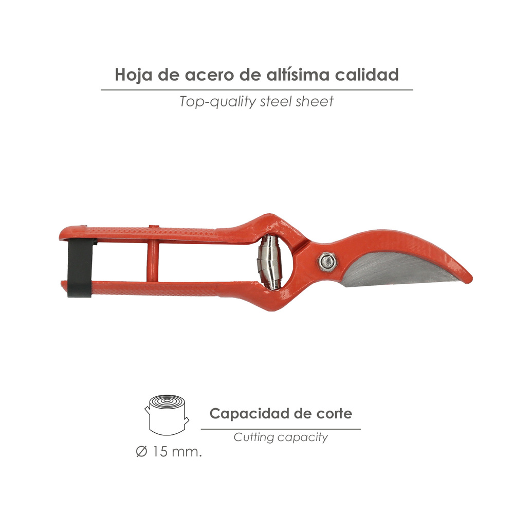 Tijeras Podar Forjada Curva   1 Mano  21 cm.