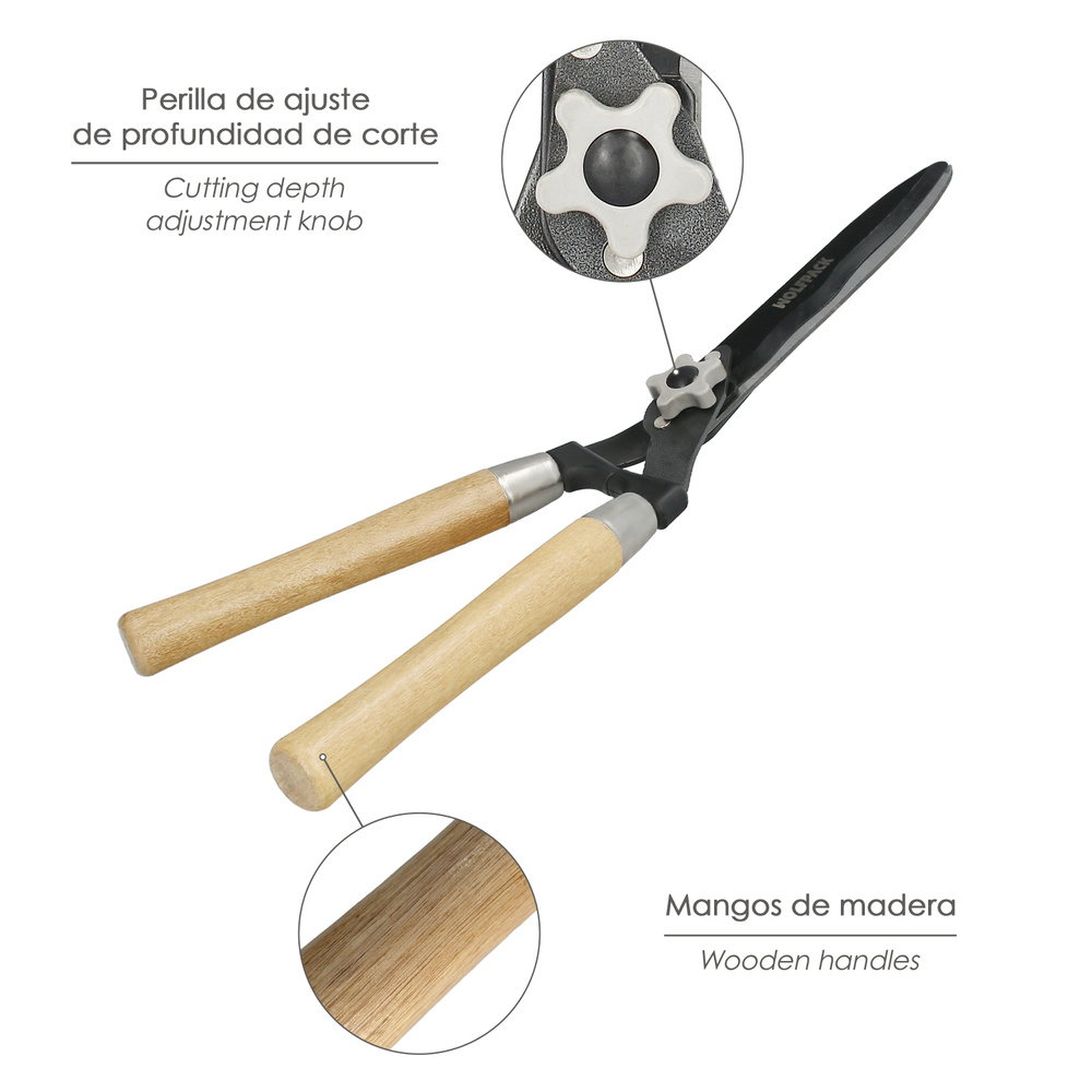 Tijeras Podar Setos 2 Manos Mangos Madera 54 cm.