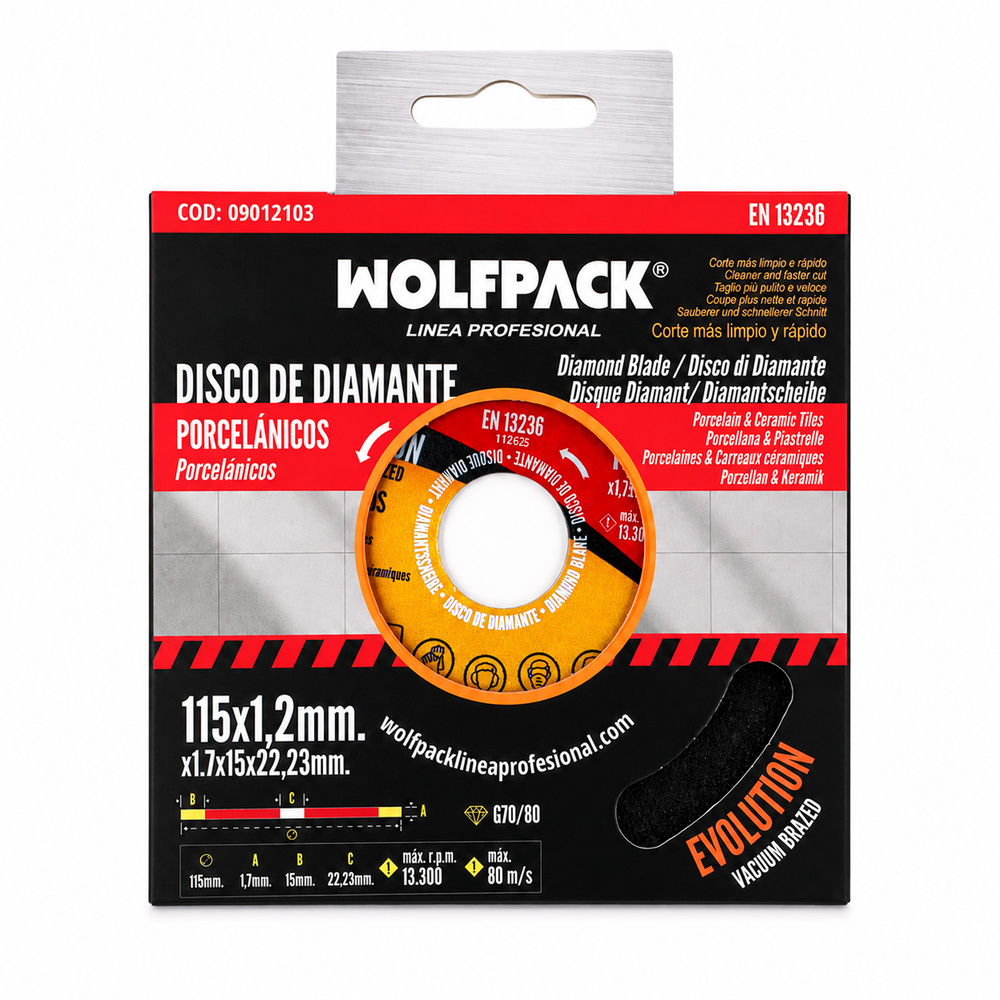 Disco Diamante Evolution Corte Mas Rapido y Preciso Ø 115 mm. Porcelanicos, Gres, Ceramica, Segmento de 15 mm.
