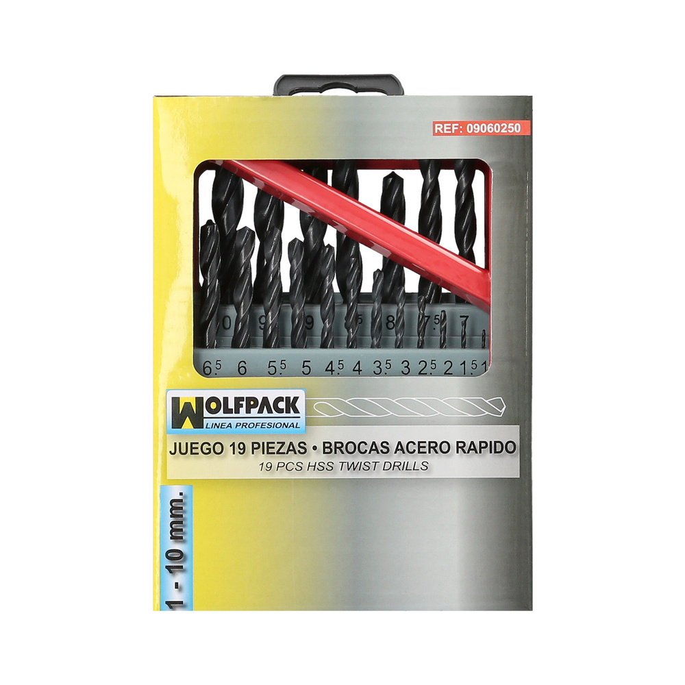 Estuche Brocas Wolfpack Hss 1-10 mm. 19 Piezas