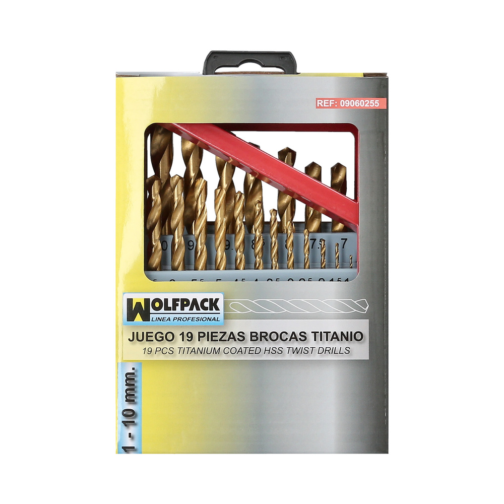 Estuche Brocas Wolfpack Hss Titanio 1-10 mm. 19 Piezas