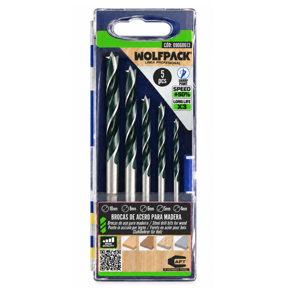 Estuche Brocas Para Madera 5 Piezas.