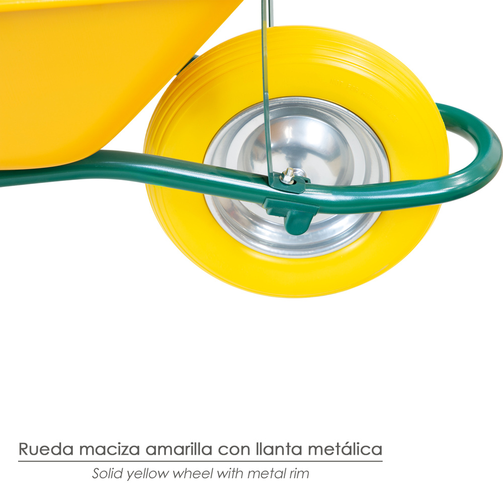 Carretilla Obra Amarilla Metálica Desmontada Rueda Maciza
