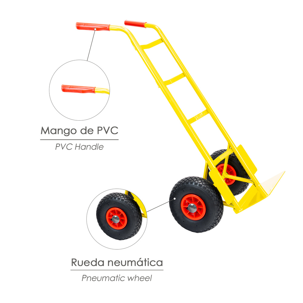 Carretilla Almacen Rueda Neumatica / Llanta de Plastico 