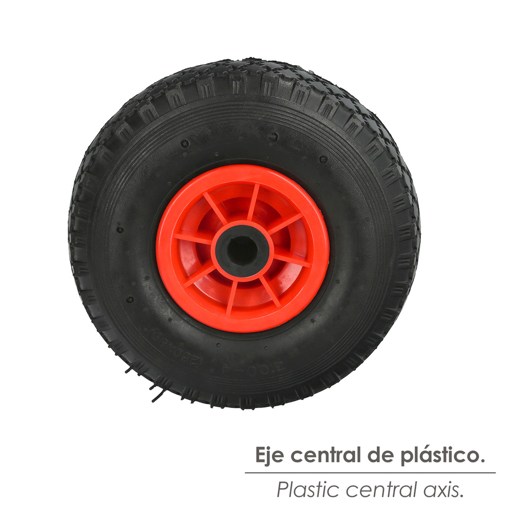 Rueda Carretilla Almacen / Sacos  Neumática llanta plástico 20 mm.