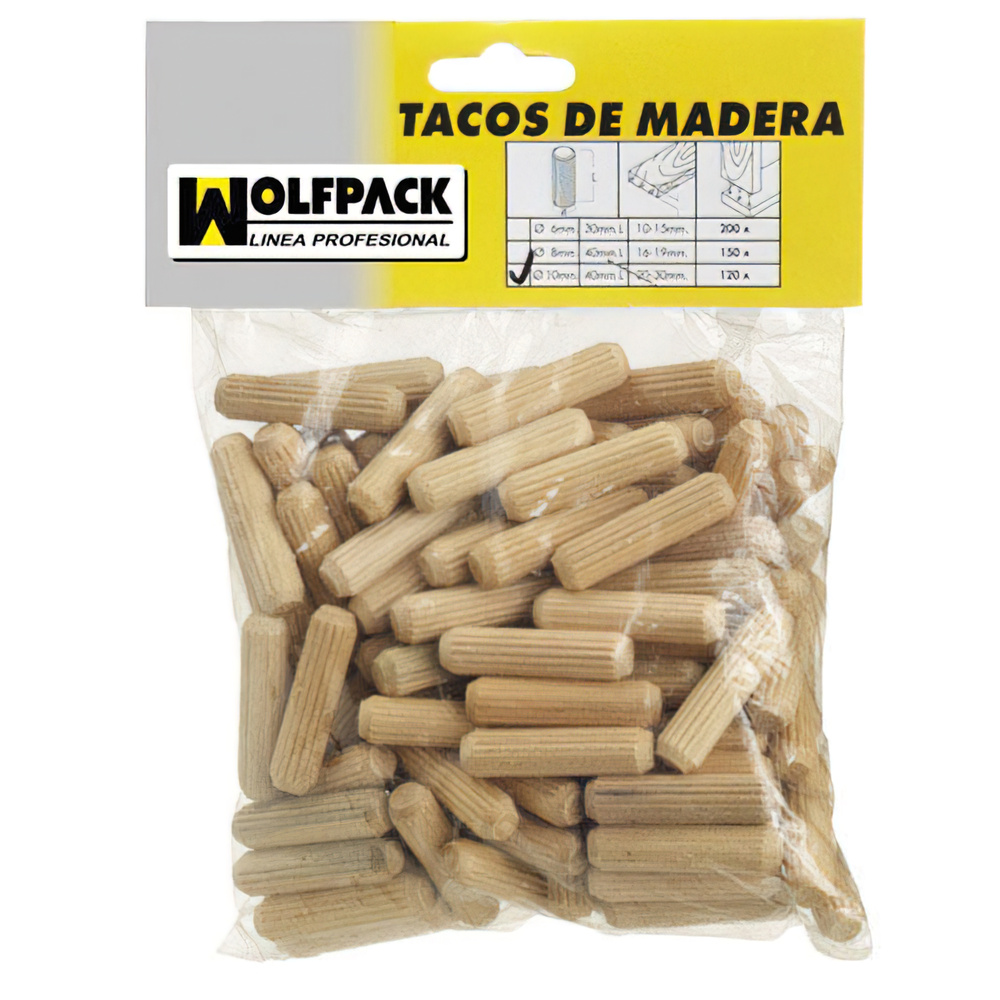 ▷🥇 distribuidor espigas madera 8x40 mm (bolsa de 50 piezas)