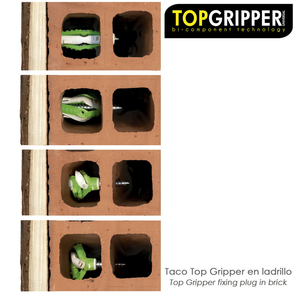 Cubo Tacos Topgripper Bimaterial Con Tornillos Ø 6 mm. 250 Piezas