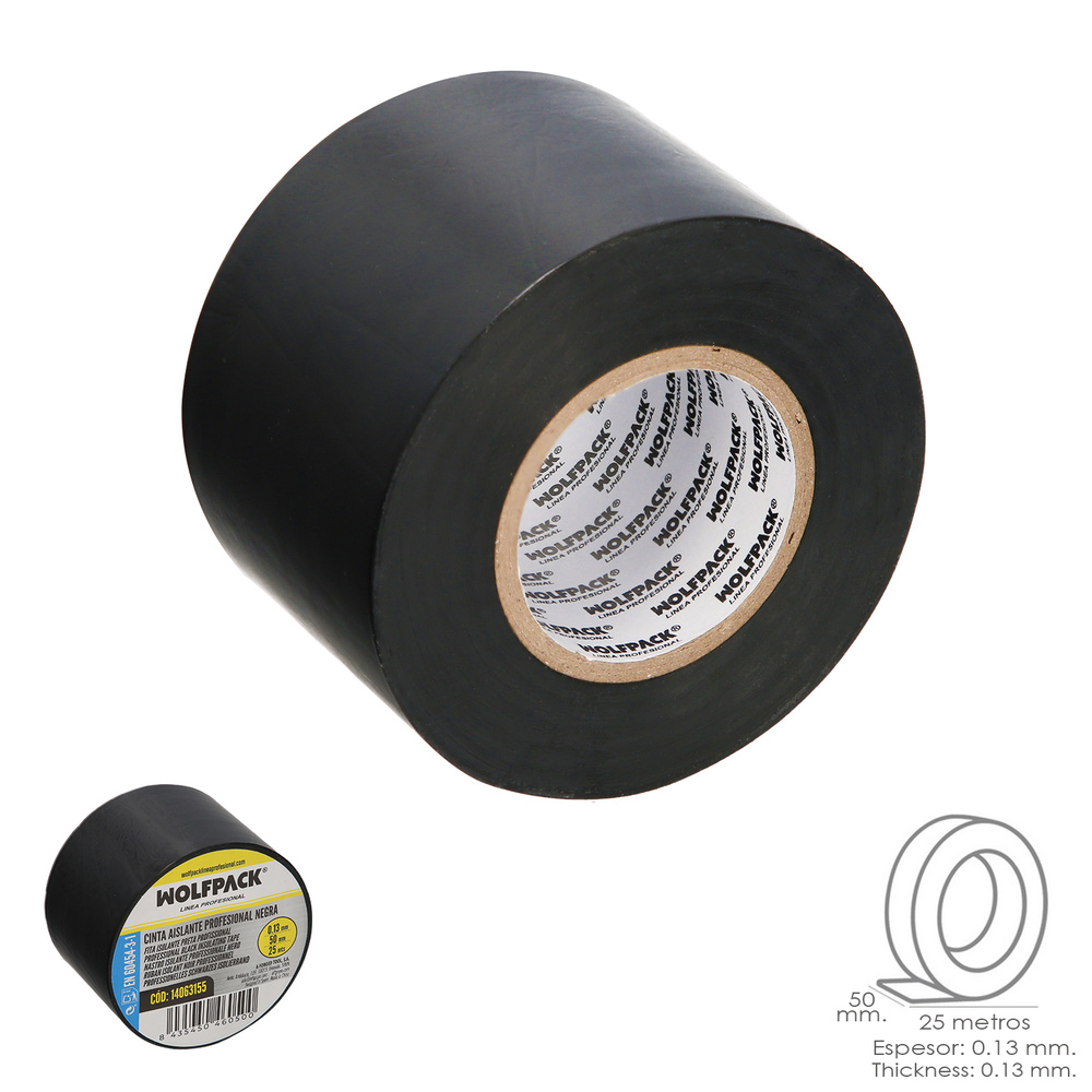 ▷🥇 distribuidor cinta aislante profesional negra espesor 013 mm ancho 50  mm rollo 25 metros