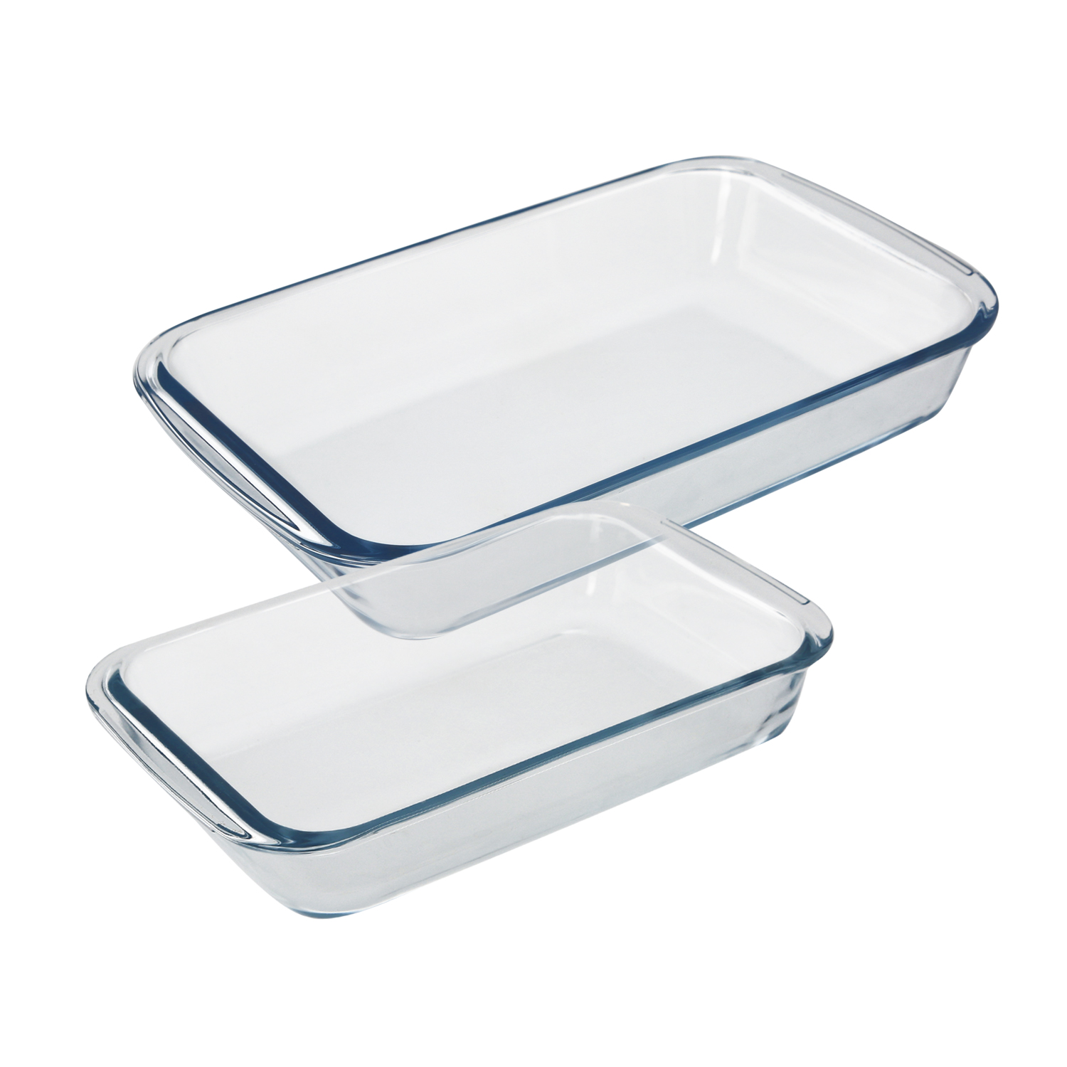 Set 2 Fuentes Horno Cristal Borosilicato Rectangulares 1 y 1.6 L. Ideal Meclas, Ensaladas, Postres, 