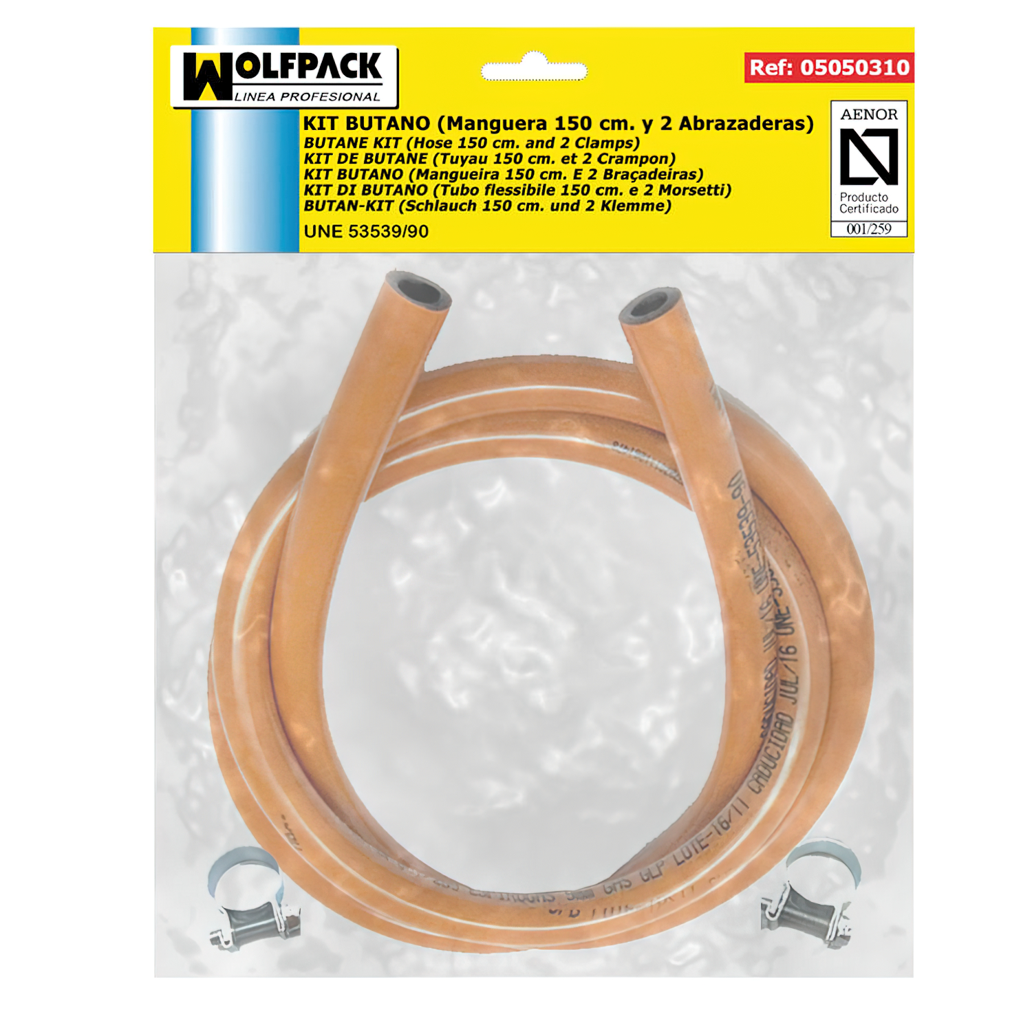 Kit Butano (Manguera 1,5 Metros con 2 Abrazaderas)