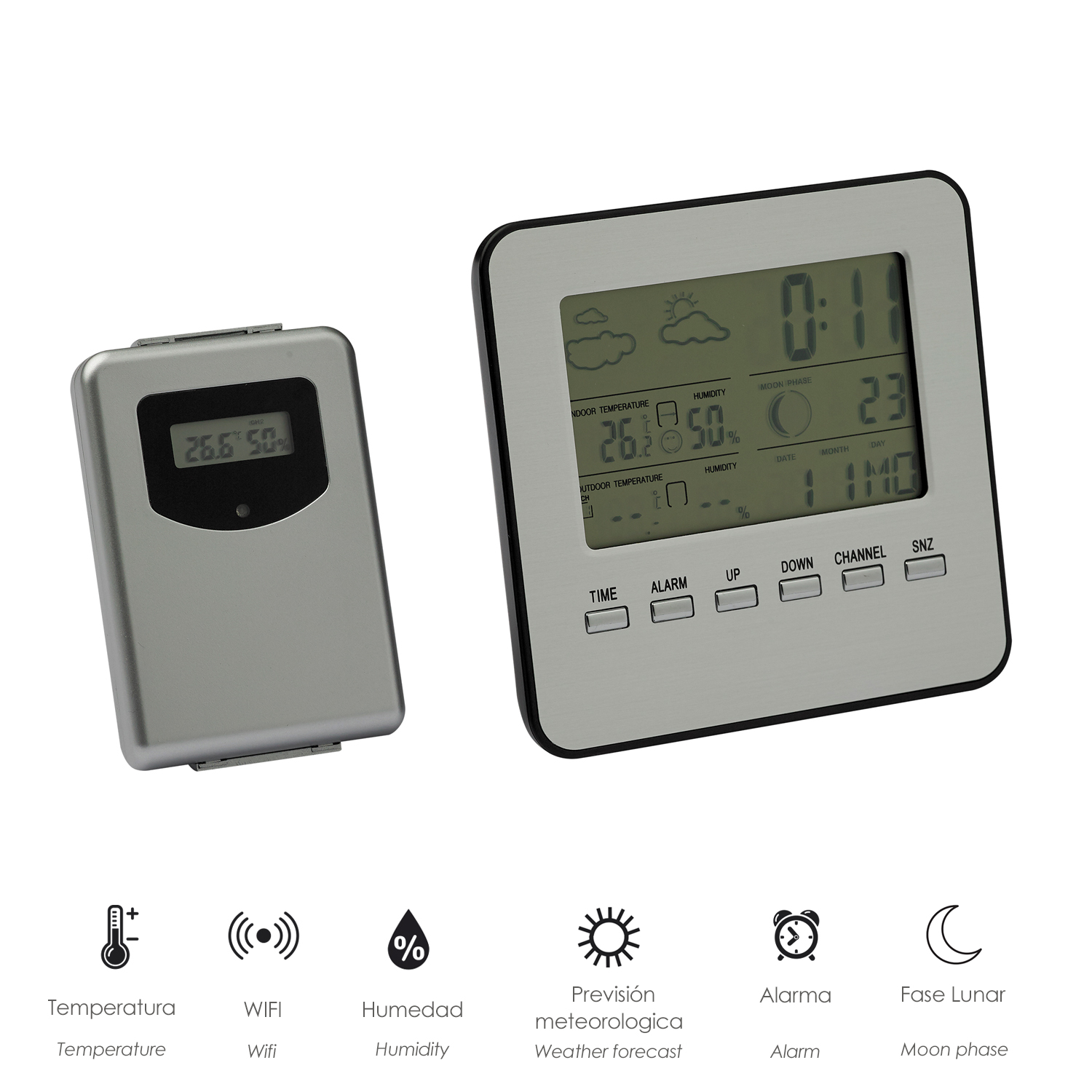 Termómetro / Estación Meteorológica Wireless, Con Higrómetro, Alarma, Previsión Meteorológica, y Fas