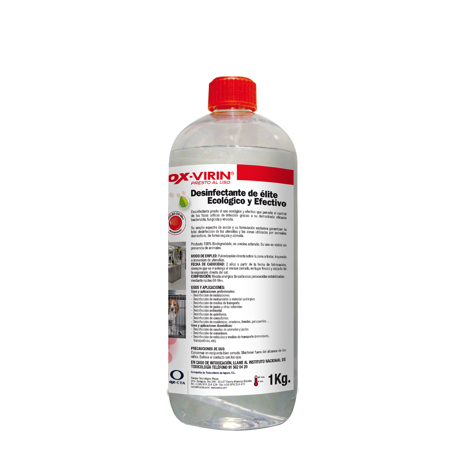 Desinfectante Liquido Ox-Virin, Con Tapón, 1 Litro, Ecologico