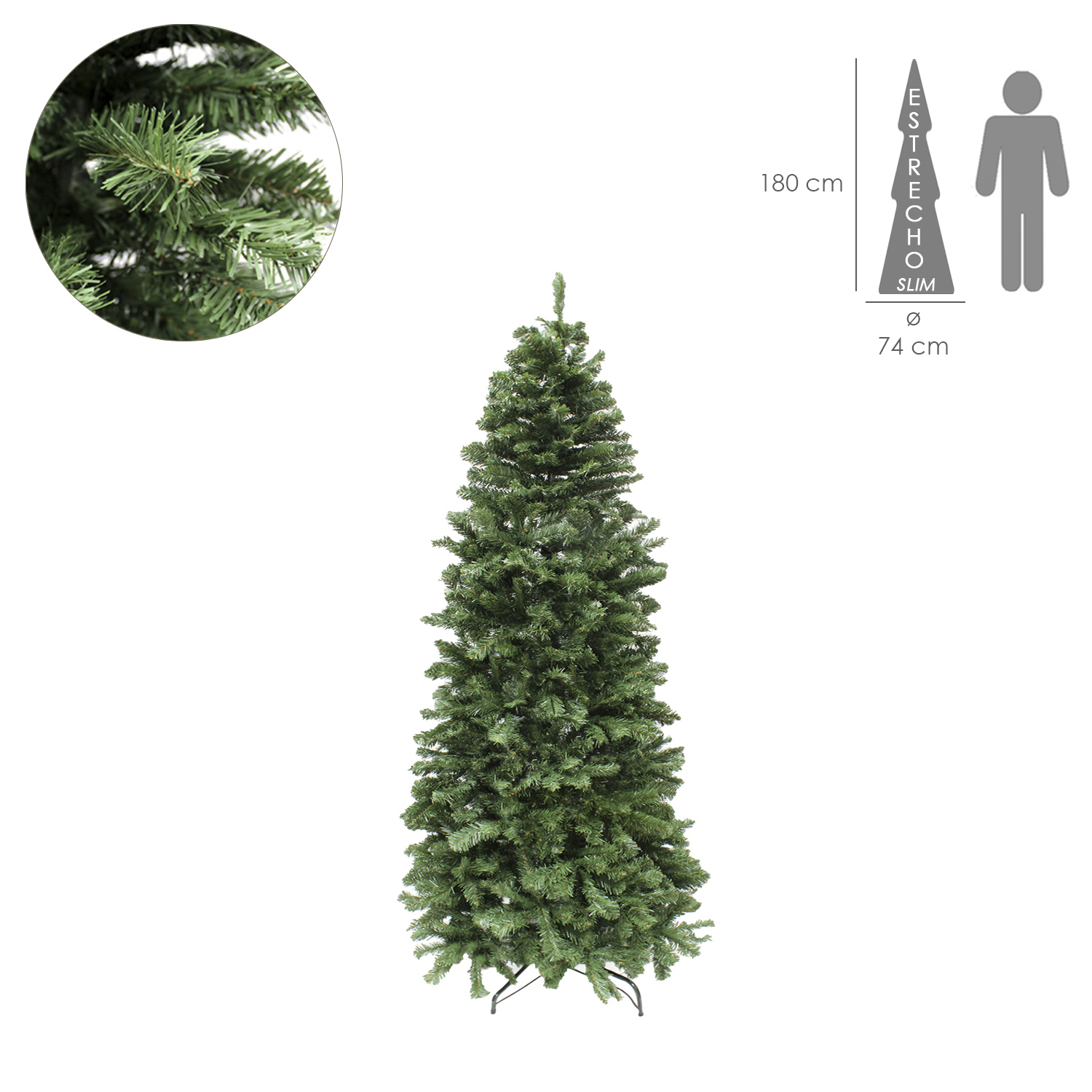 Arbol De Navidad 180 cm. Slim (estrecho) 1217 Ramas PVC