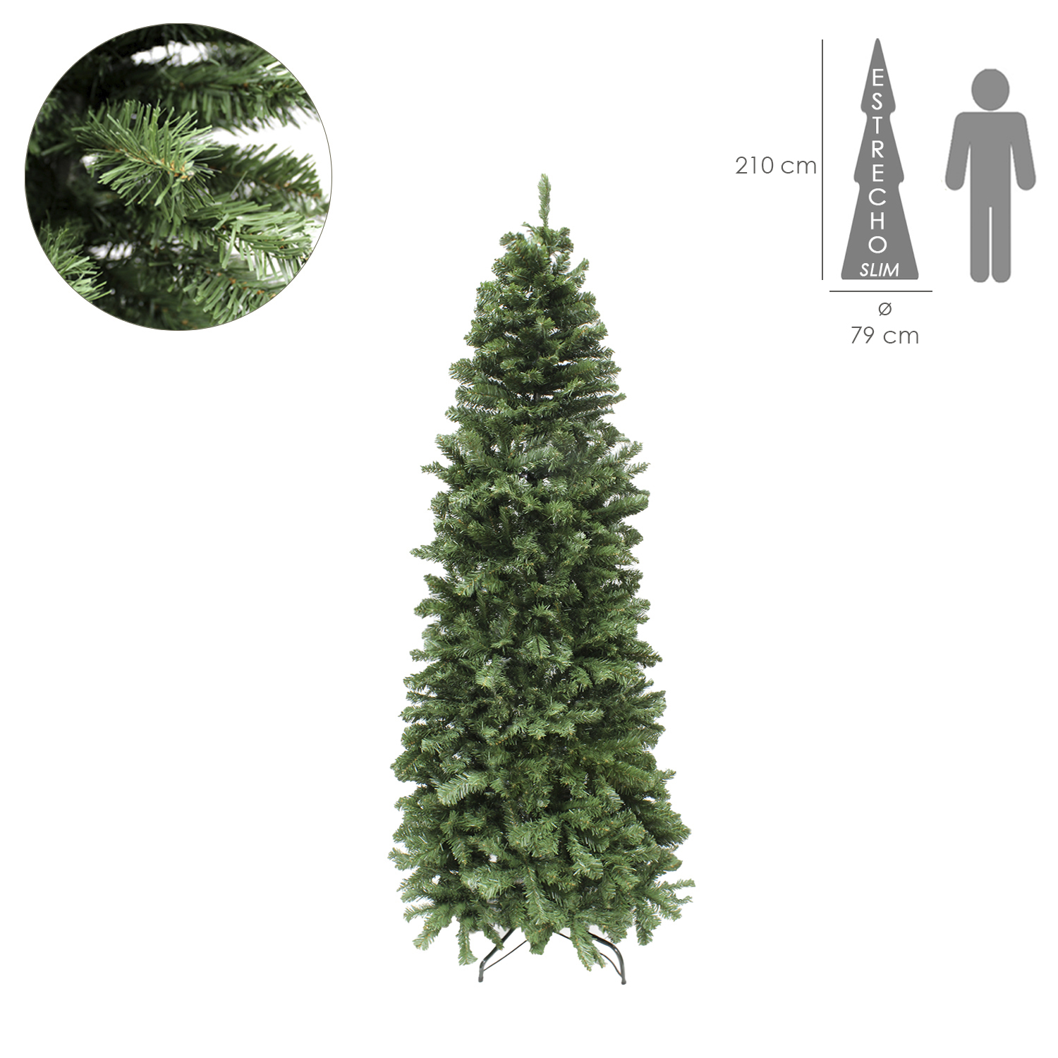 Arbol De Navidad 210 cm. Slim (estrecho) 1217 Ramas PVC