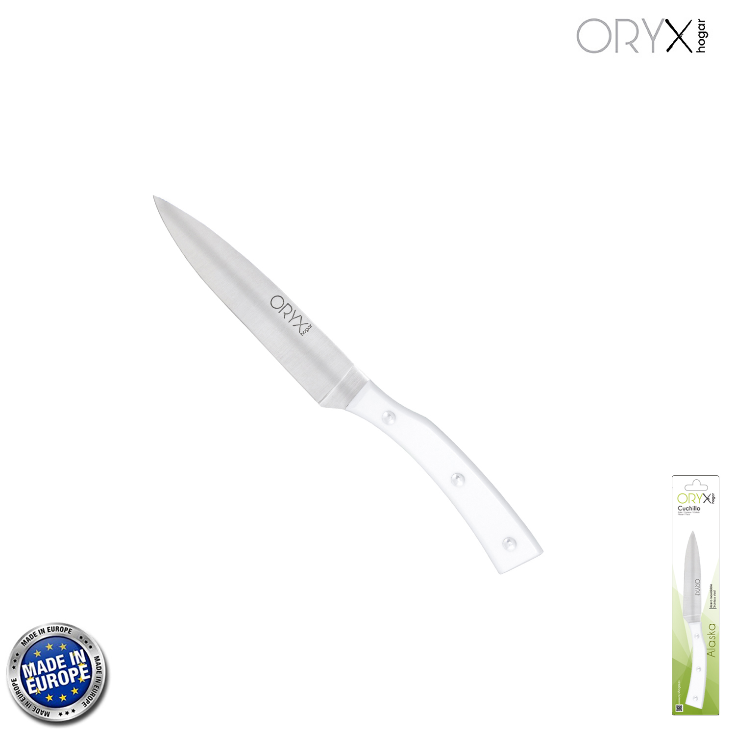 Cuchillo Alaska Cocina Hoja Acero Inoxidable 12 cm. Blanco