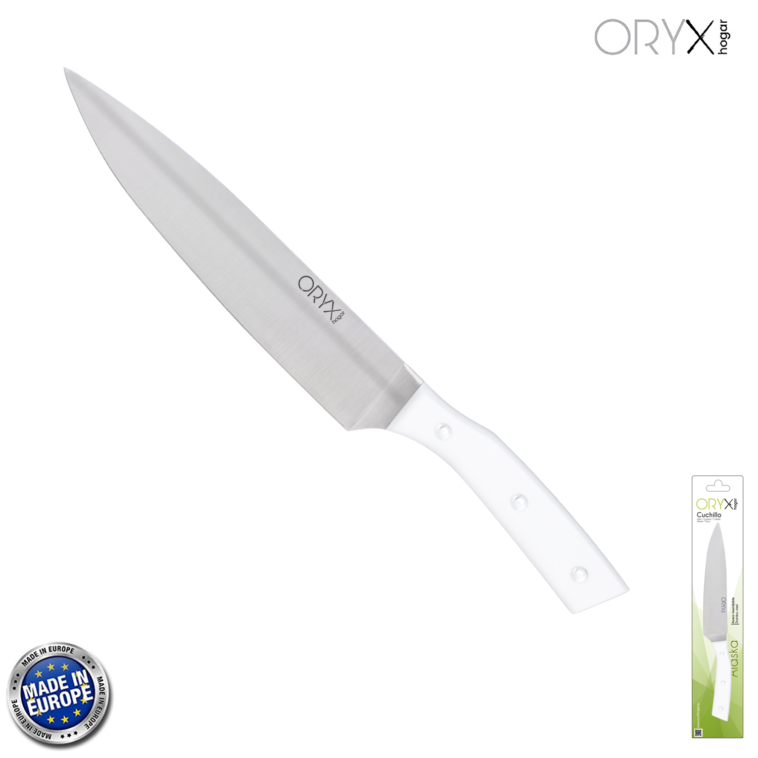 Cuchillo Alaska Cocinero / Chef Hoja Acero Inoxidable 20 cm. Blanco